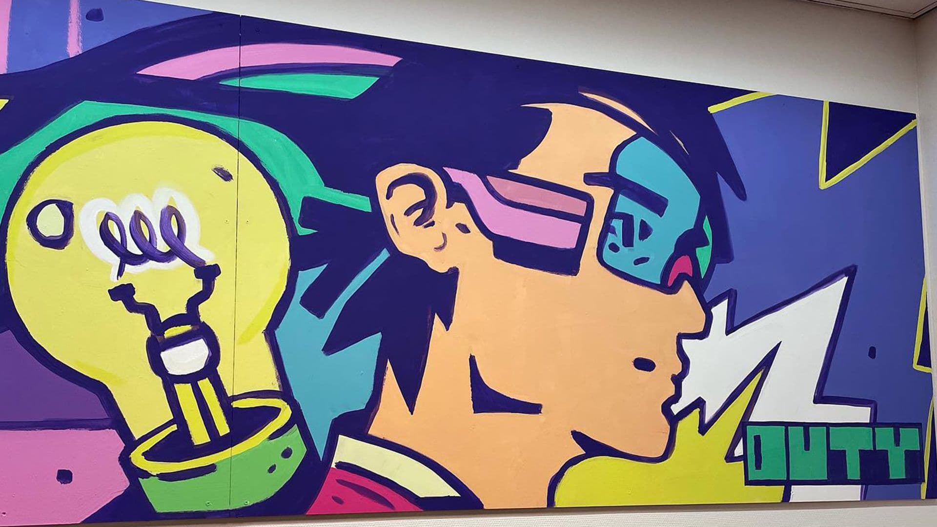 An interior mural created for the Entrepreneurship Department at NHL Stenden. Observing the students, I noticed they were constantly engaging in solution-oriented discussions and brainstorming together. This mural was entirely inspired by that collaborative spirit.